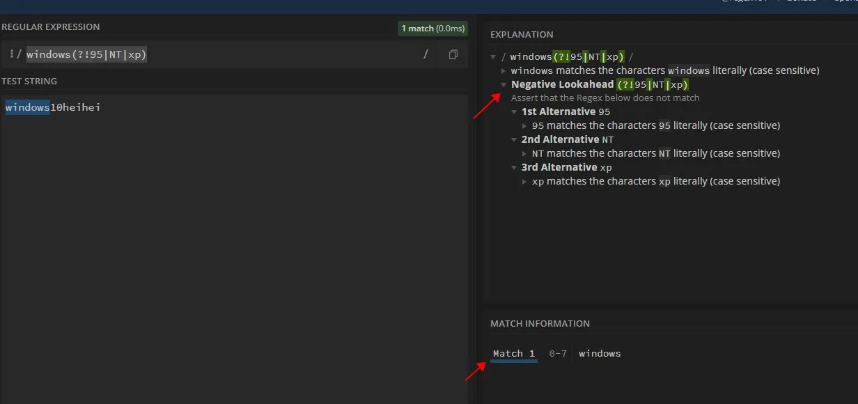Negative Lookahead regex101