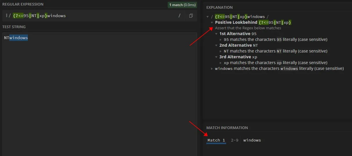 Positive Lookbehind regex101